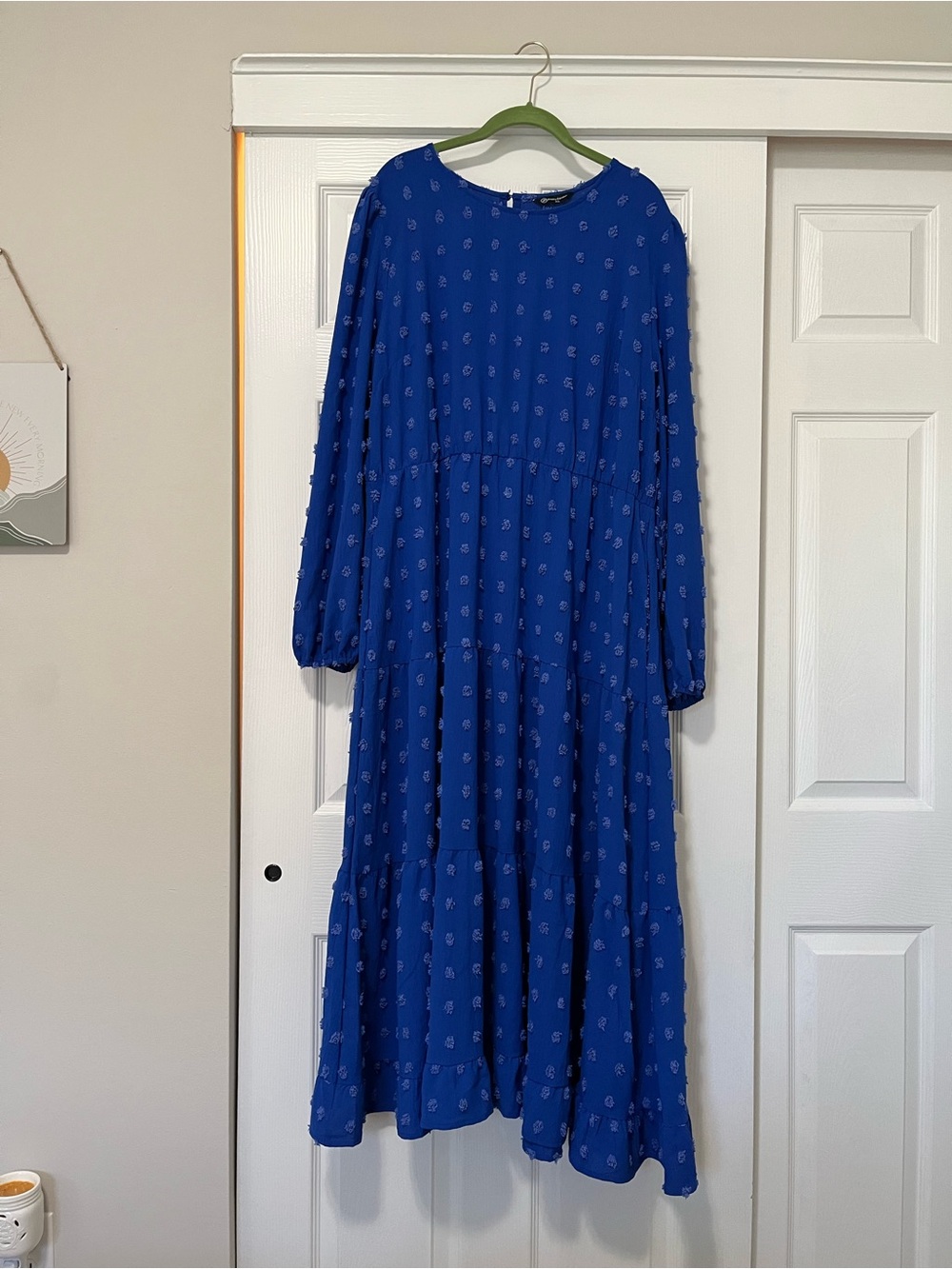 SHEIN Royal Blue Long Sleeve Tiered Maxi Dress